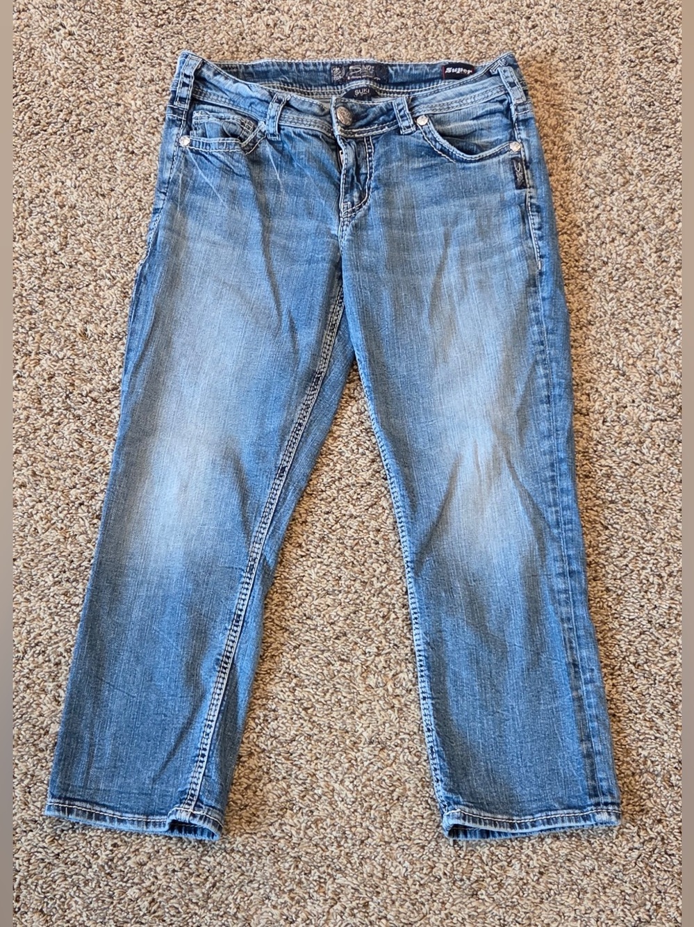 Women’s Silver Mid Suki Capri Western Glove Works Jeans Size 30/22